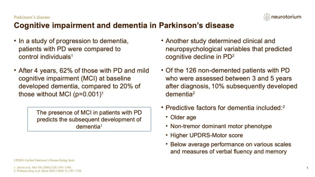Cognitive impairment and dementia in Parkinson’s disease
